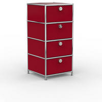 BÜRO-STANDCONTAINER, Metall, 40cm, 4 Schubladen, Rubinrot - Chromfarben/Silberfarben, Metall (40/84.3/39.7cm) - Versee