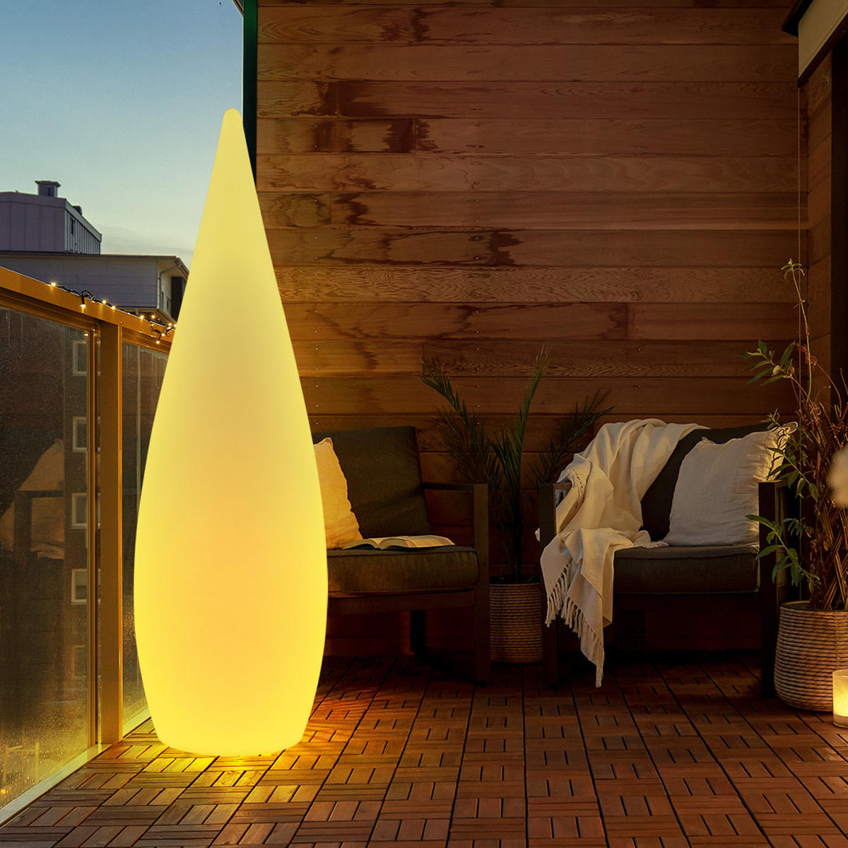 LED AUSSENLEUCHTE VASCON Weiß - Weiß, Kunststoff (24/24/80cm) - Globo Lighting