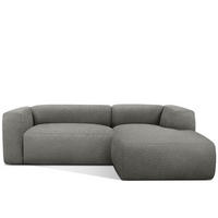 ECKSOFA RECHTS BUFFO, Stahlgrau - Grau, Holz/Holzwerkstoff (225/176cm) - KONSIMO®