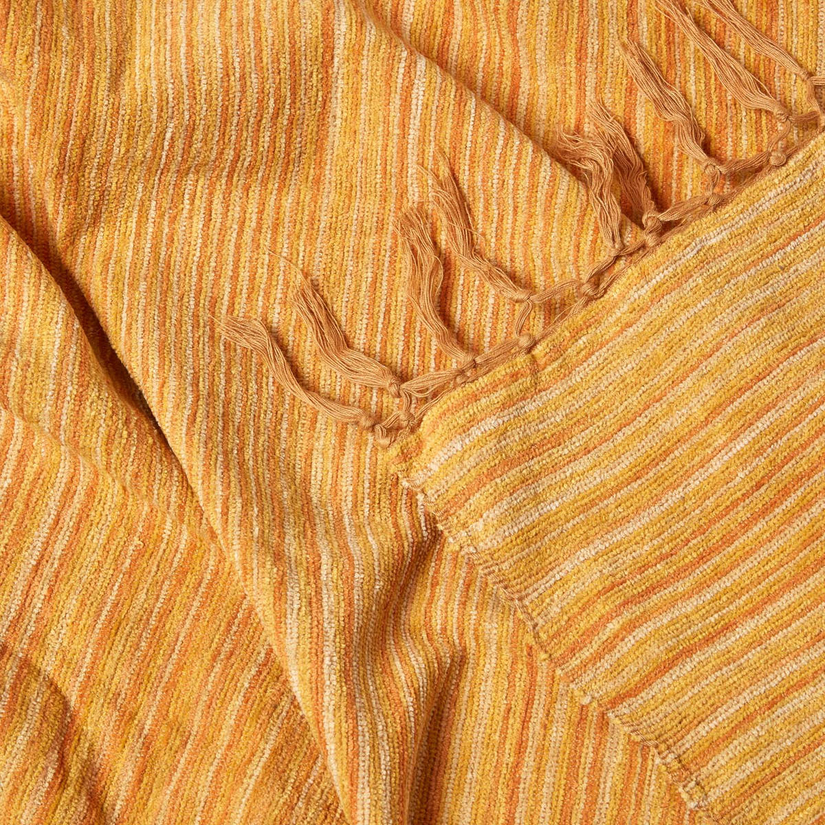 WOHNDECKE Chenille 220/240 cm, 100% Baumwolle gestreift - Dunkelorange, Textil (220/240cm) - Homescapes