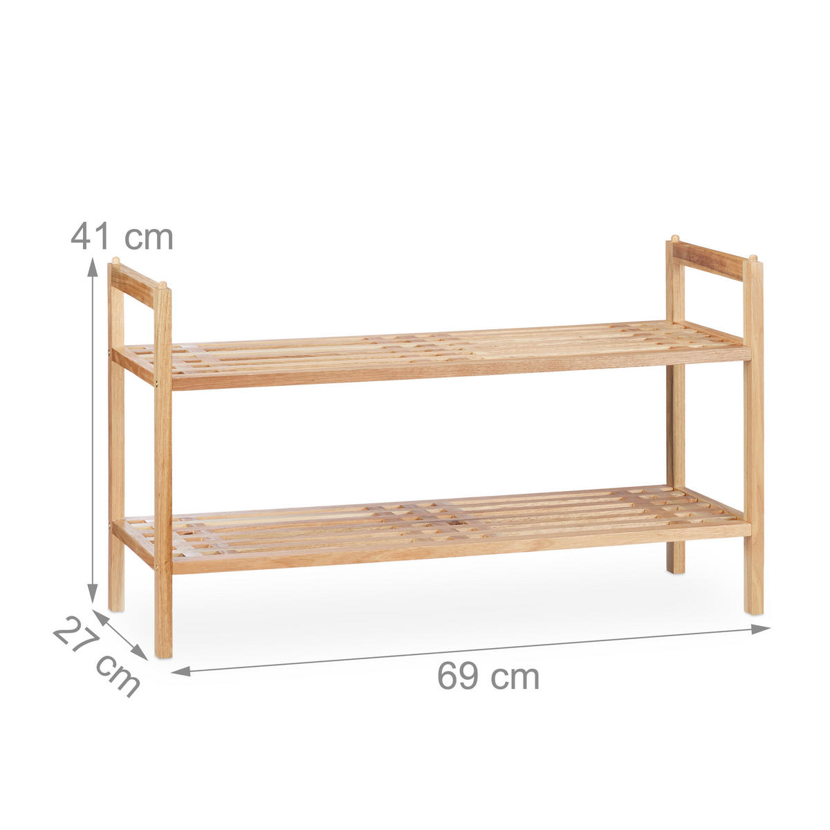 SCHUHREGAL - Hellbraun, Holz (69/41/27cm) - Relaxdays