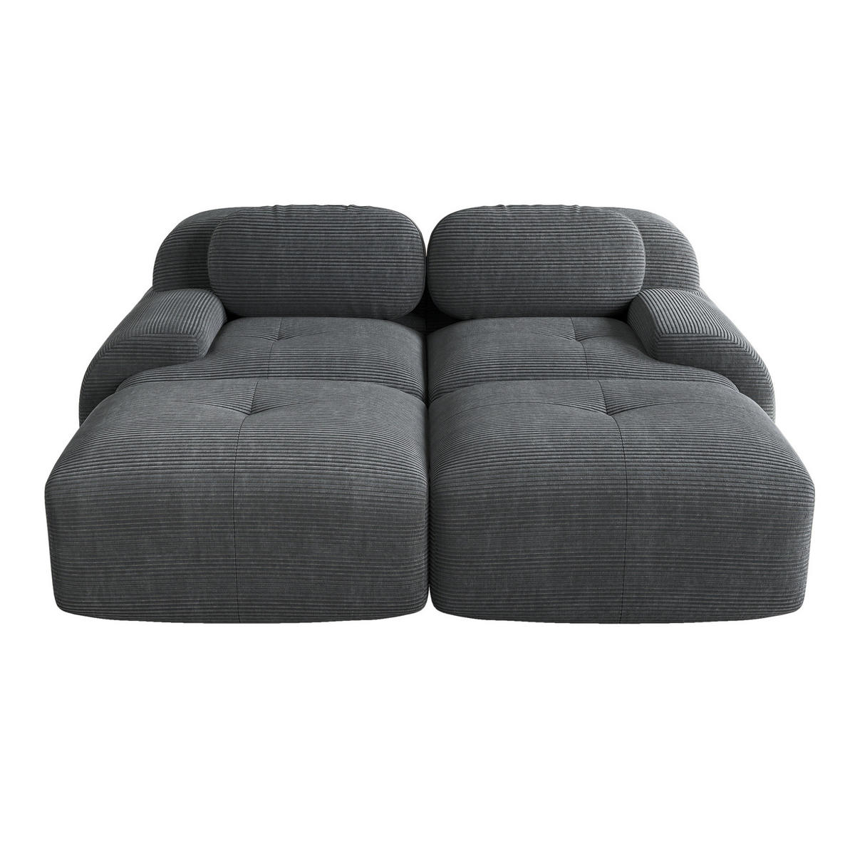 ECKSOFA 208/178/75 cm grau aus Cordstoff modular, rahmenlos und montagefrei - Grau, Textil (178/208cm) - OKWISH