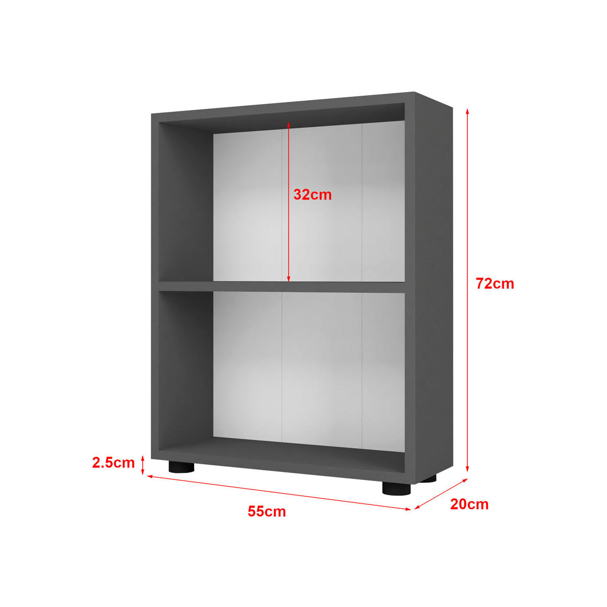BÜCHERREGAL Vara - Anthrazit, Holzwerkstoff (55/72/20cm) - [en.casa]