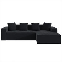 ECKSOFA 261/146/65 cm Schwarz Cord mit L-Liegestühlen - Schwarz, Textil (261/146cm) - Oxeza