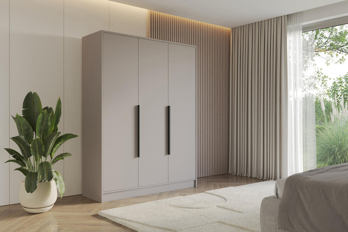 KLEIDERSCHRANK - PORTO - 150 - Kaschmir - Kaschmir/Schwarz, Holzwerkstoff (150/200/51cm) - ALTDECOR