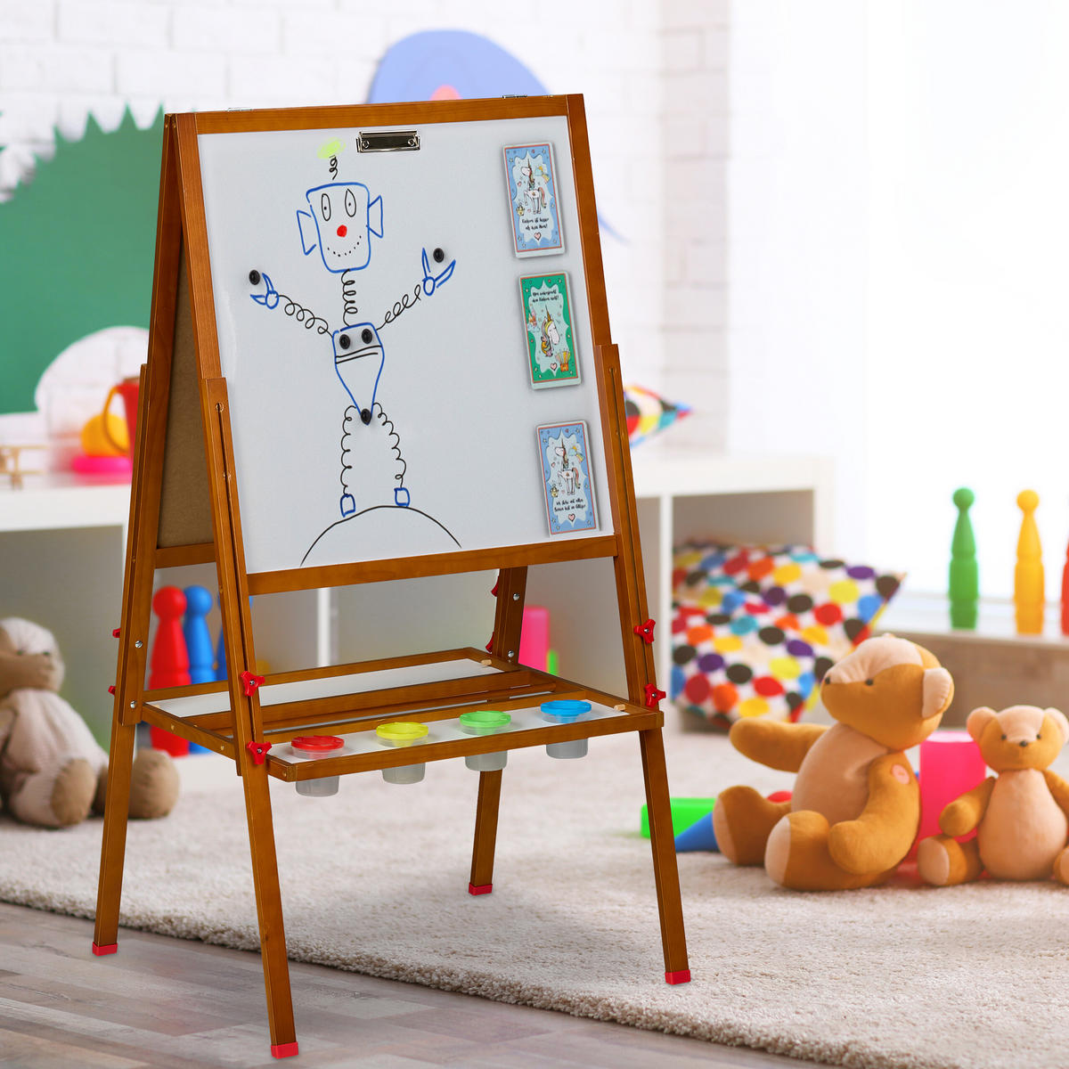 KINDERSTANDTAFEL - Multicolor, Holz/Holzwerkstoff (65/160/69cm) - Relaxdays