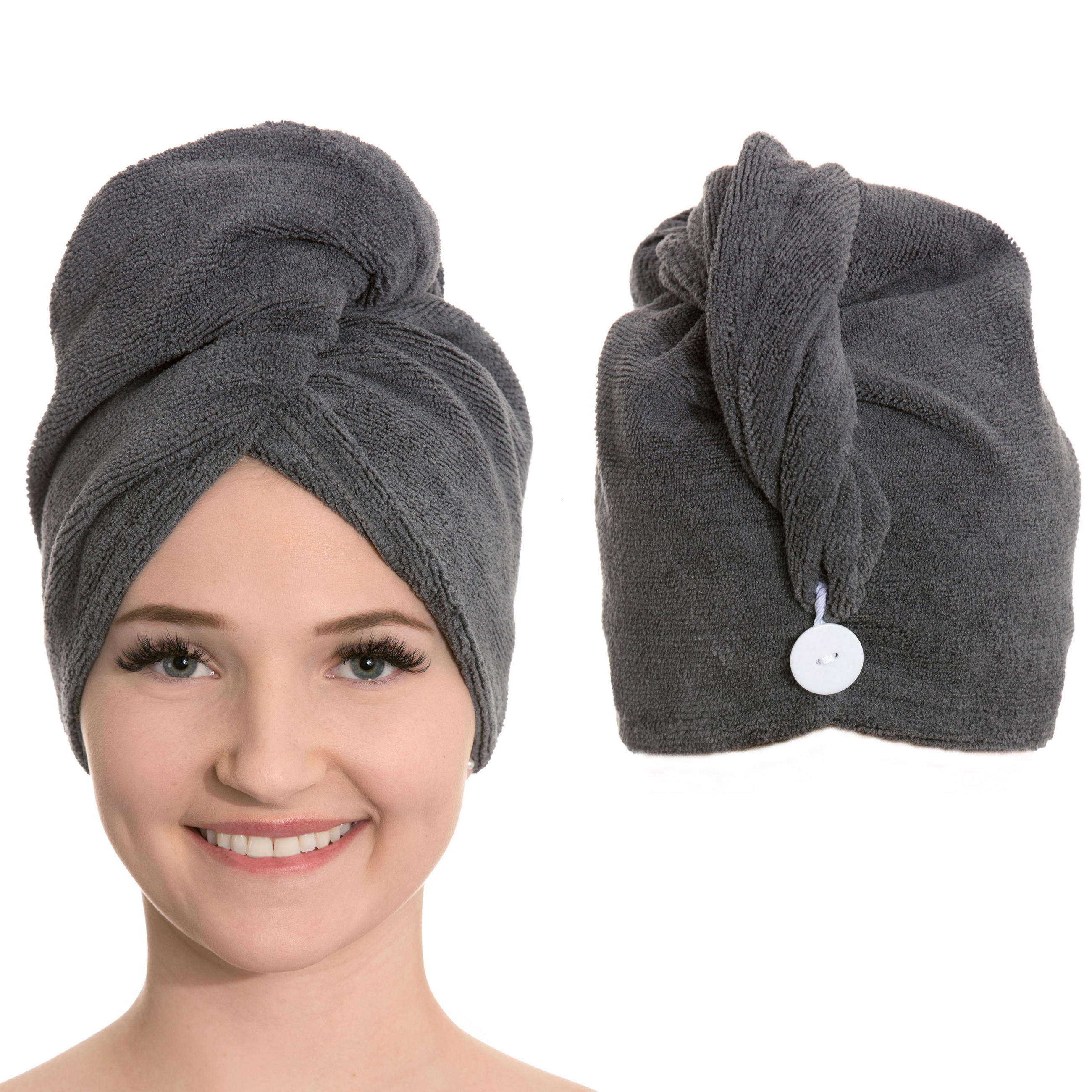 HAARTURBAN, 2er-Set, 25x65 cm, 80% Polyester, 20% Polyamid, Grau - Anthrazit, Textil (25/65cm) - Zollner