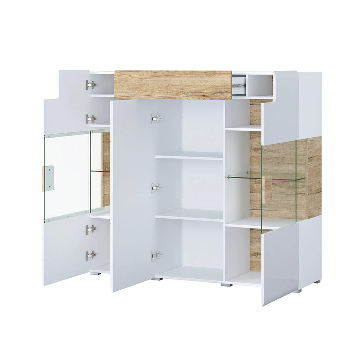 KOMODA Jules Bela in les - bela, leseni material (147/131/39cm) - Petits-meubles