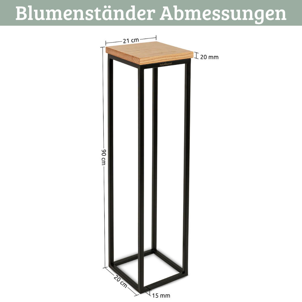 BLUMENSTÄNDER Holz LURI 90 cm hoch Eichenholz Metallgestell - Braun, Holz (20/90/21cm) - DELUKE