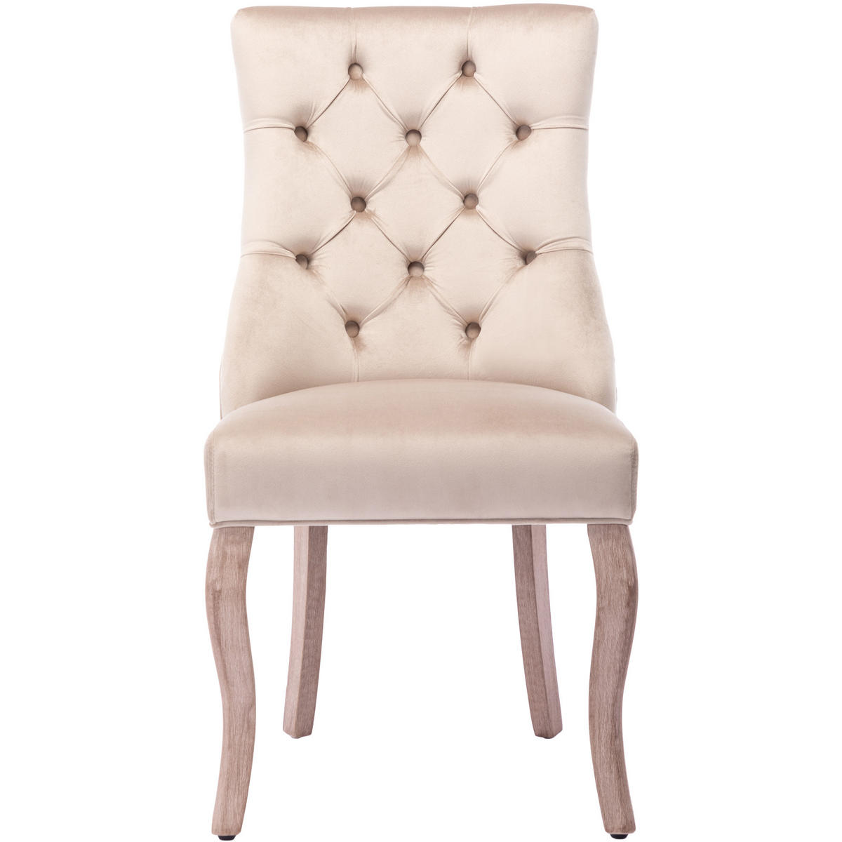 ESSZIMMERSTUHL 2er Set Samt Beige hohe Rückenlehne Massivholz - Beige, Textil (51/97/47cm) - FLIEKS