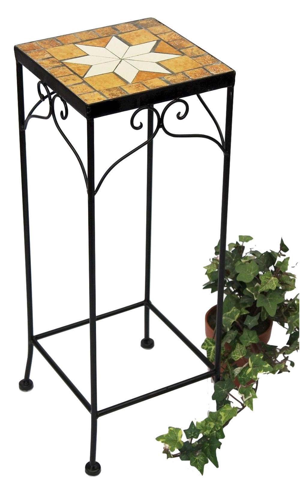 BLUMENHOCKER Merano Mosaik Eckig 54 cm 12012 - Schwarz, Metall (20/54/20cm) - DanDiBo