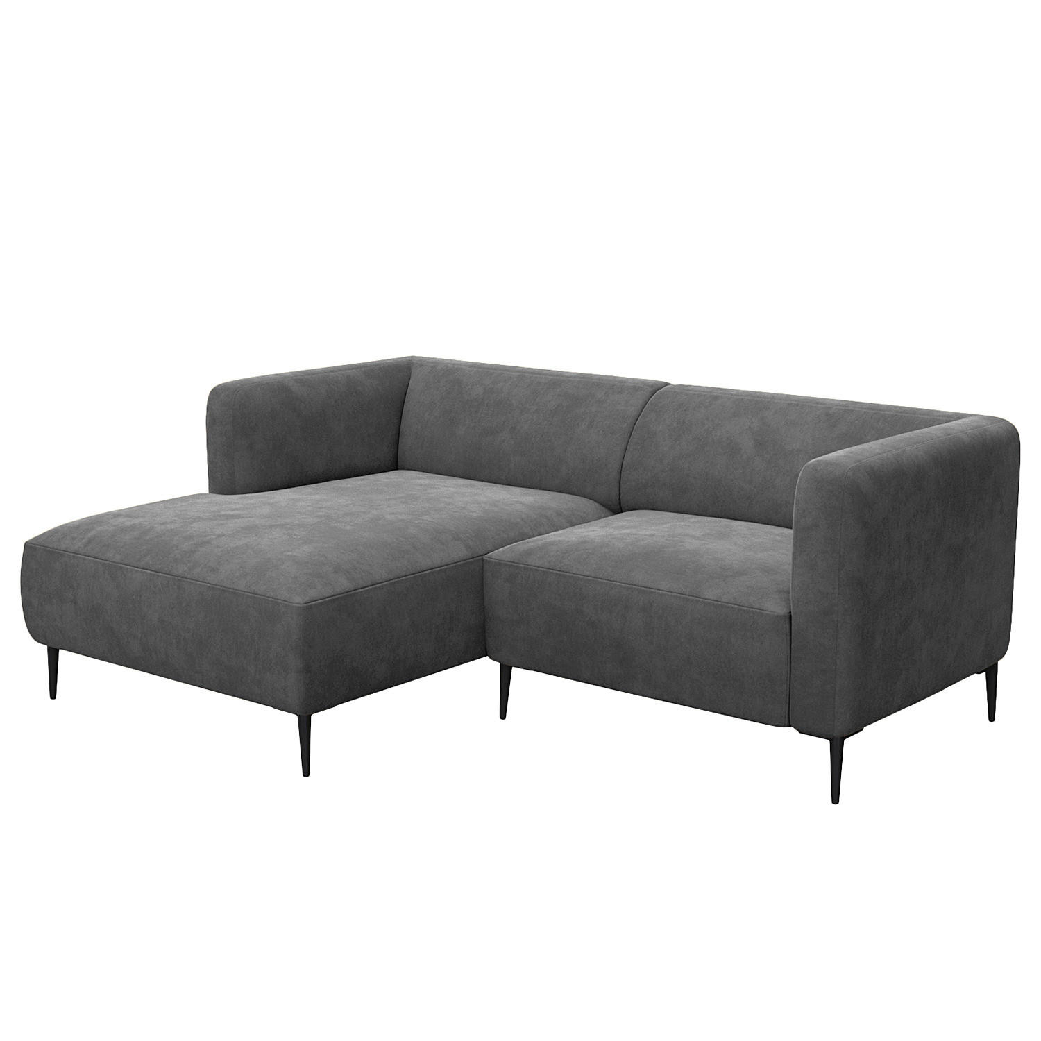 1,5-SITZER ECKSOFA mit Longchair - Schwarz/Grau, Textil/Metall (211/148cm) - home24