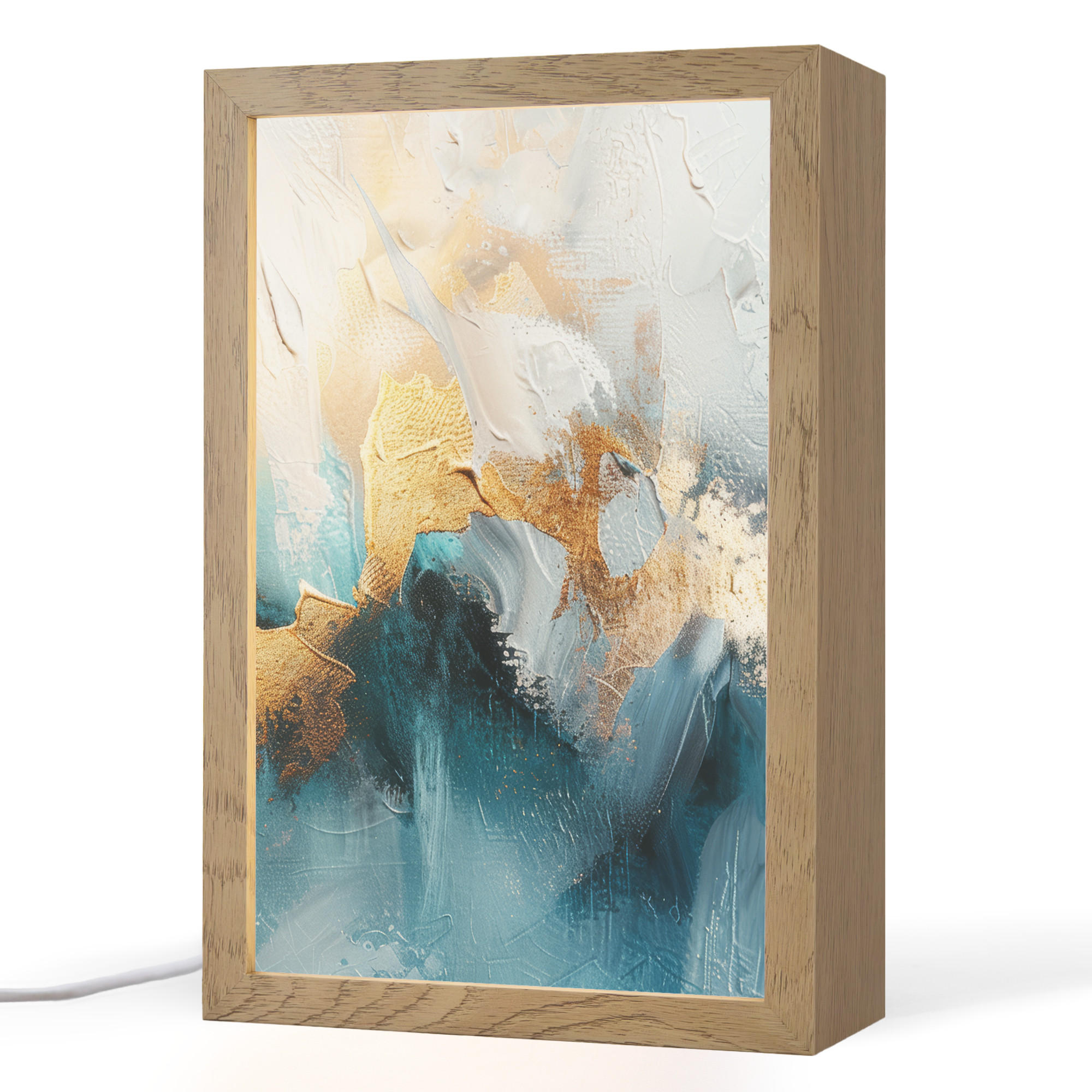 OnlyWow STOLNÍ LAMPA Abstraktní - umění - zlatá - modrá 20x30 cm