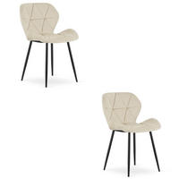 STUHL Beige 46x53 cm MANGO Samt 2 Stück Schwarze Beine - Beige, Kunststoff (46/41/53cm)
