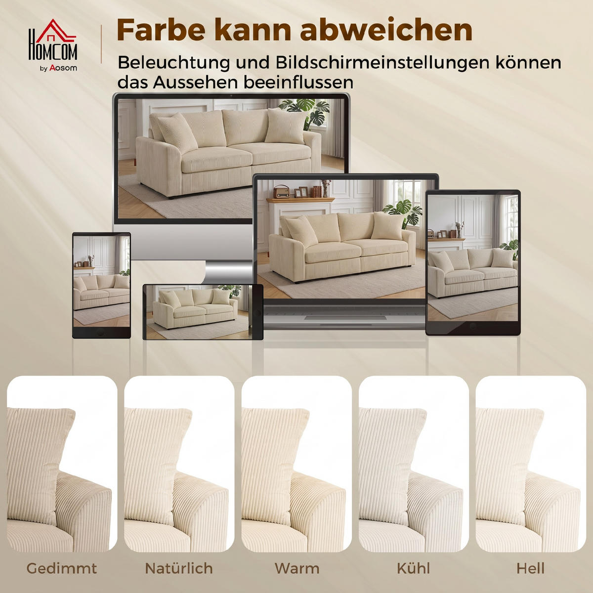 2-SITZER Sofa Creme 212.0/80.0/88.0 cm - Creme, Textil (80/88/212cm)