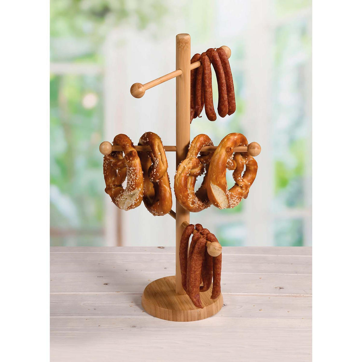 SERVIERSTÄNDER, 4 Stück, 6-armig - Bambus, 50cm Höhe - Naturfarben, Holz (18.5/50cm) - Kesper