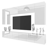 WOHNWAND Milano 2, Weiß Hochglanz, 300 cm, Grifflos - Weiß, Holz (300/155/36cm) - B BELINI GROUP