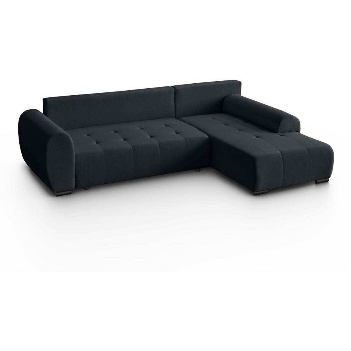 ECKSCHLAFSOFA Diana mt Bettkasten schwarz rechts - Schwarz, Textil (255/175cm) - Beautysofa