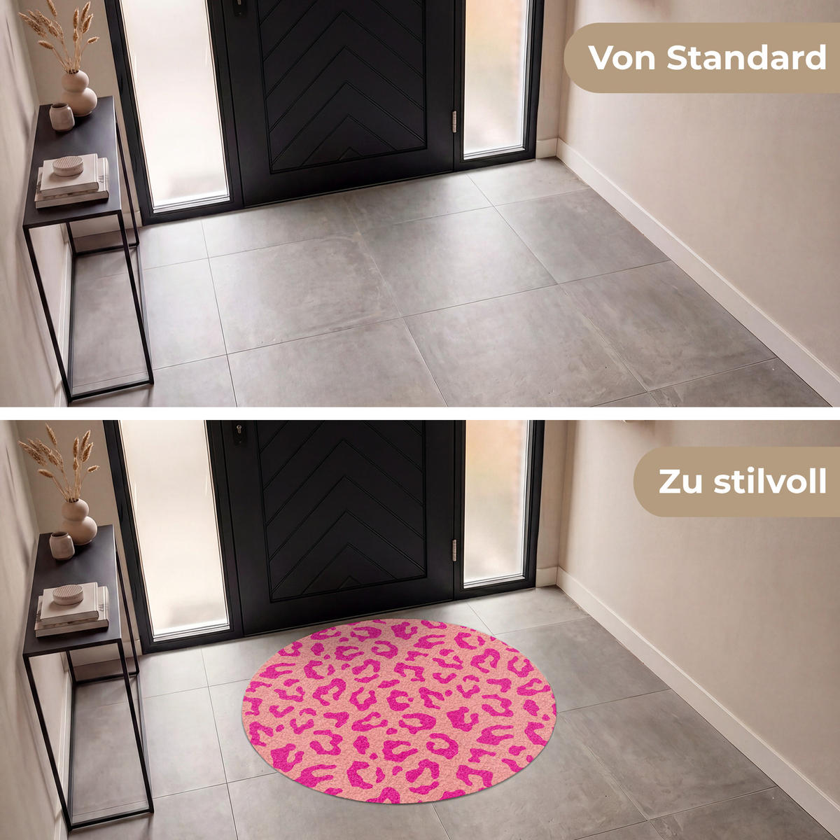 FUSSMATTE Pantherdruck - Rosa - Tierdruck - Minimalistisch Sauberlaufmatte 120x120 cm - Pink, Kunststoff (120/120cm) - MuchoWow