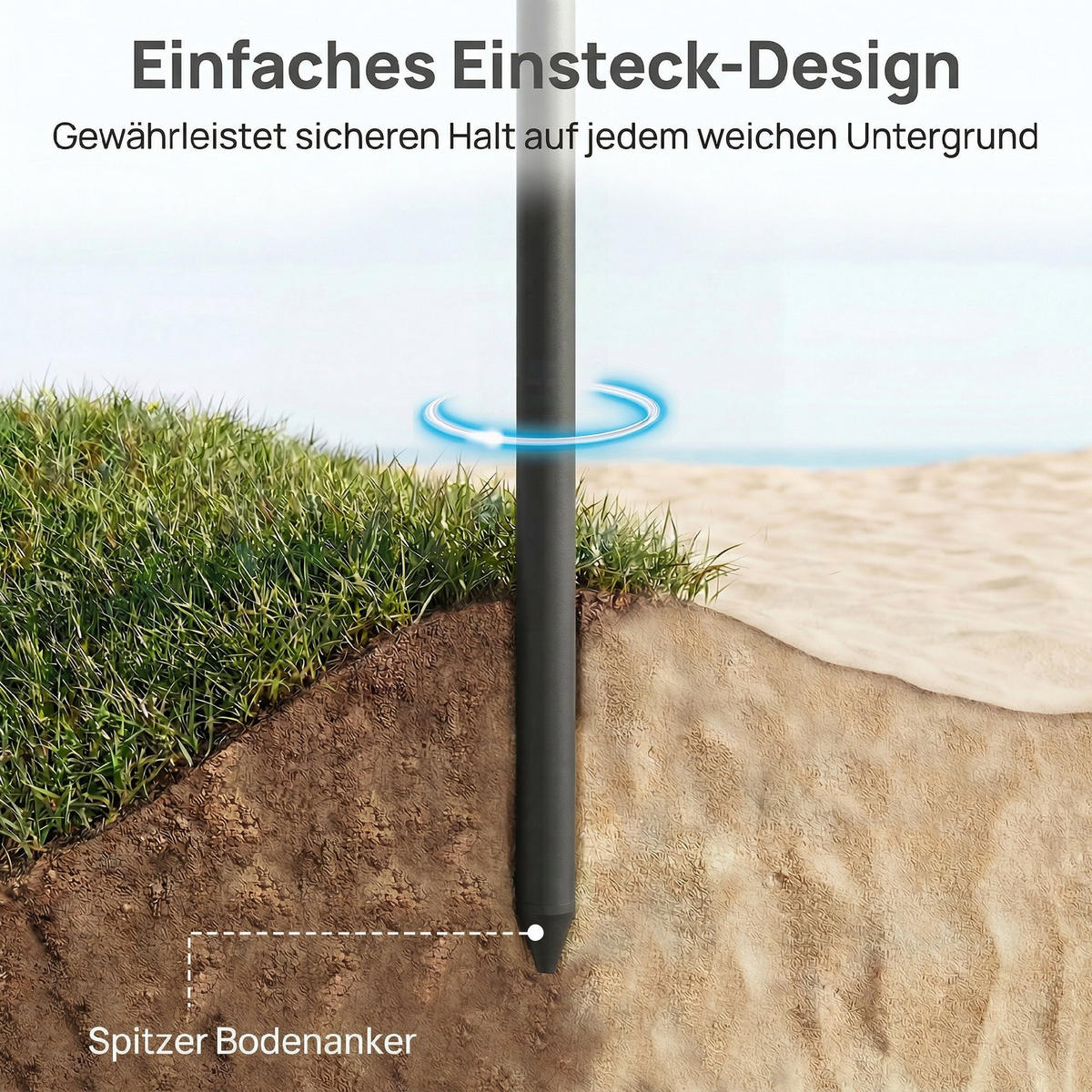 STRANDSCHIRM Metall Polyester Beige - Beige, Metall (150/150cm) - Outsunny