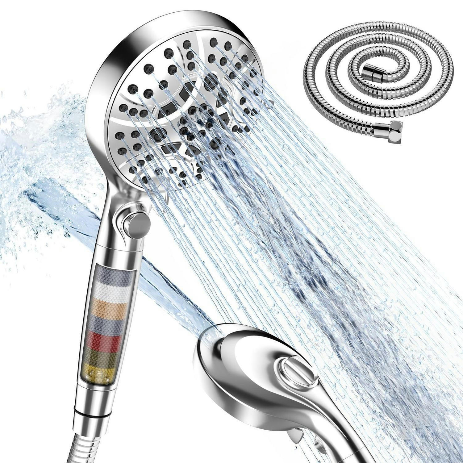 HANDBRAUSE mit Filter 120mm 8 Strahlarten 1.5m Schlauch - Silberfarben, Metall (12/12.7/28cm)
