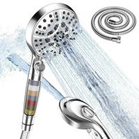 HANDBRAUSE mit Filter 120mm 8 Strahlarten 1.5m Schlauch - Silberfarben, Metall (12/12.7/28cm)