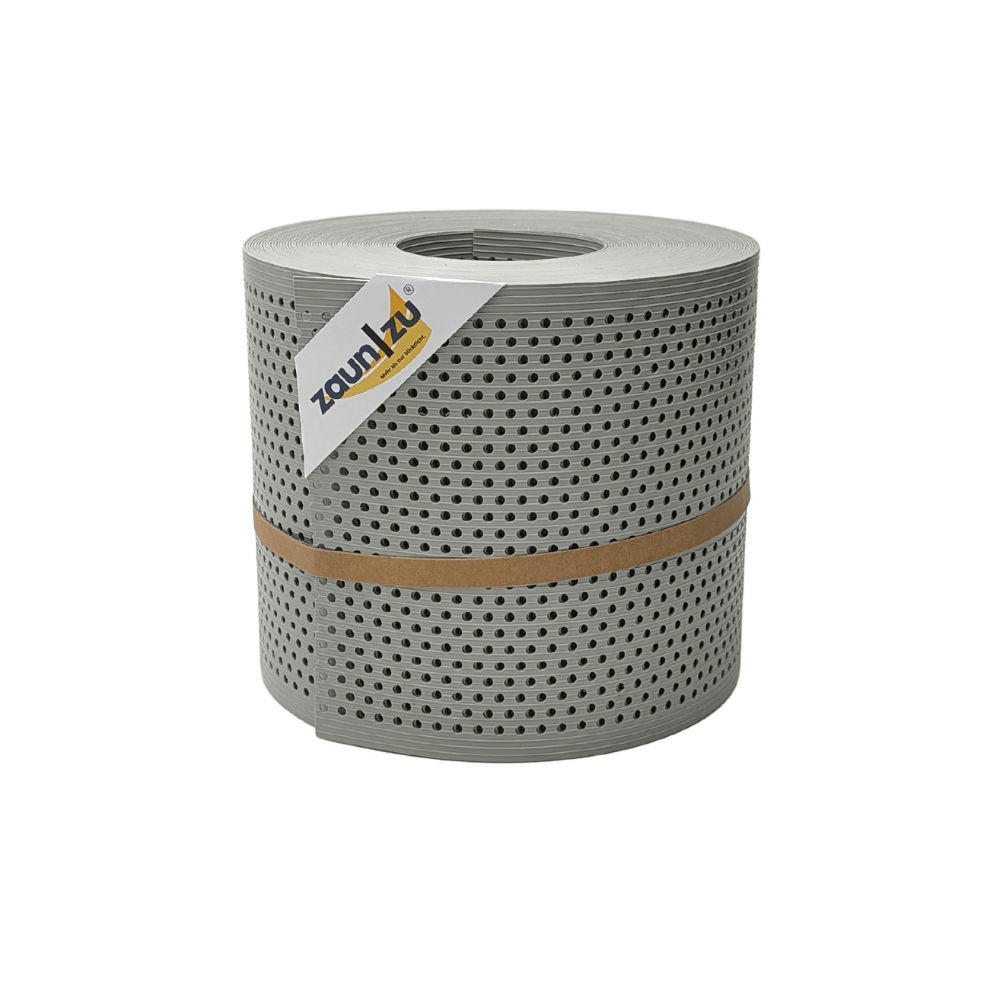 SICHTSCHUTZSTREIFEN Rille Gelocht 20 Prozent PP Streifen Steingrau 26m - Graubraun, Kunststoff (2600/19cm) - ZAUN|ZU