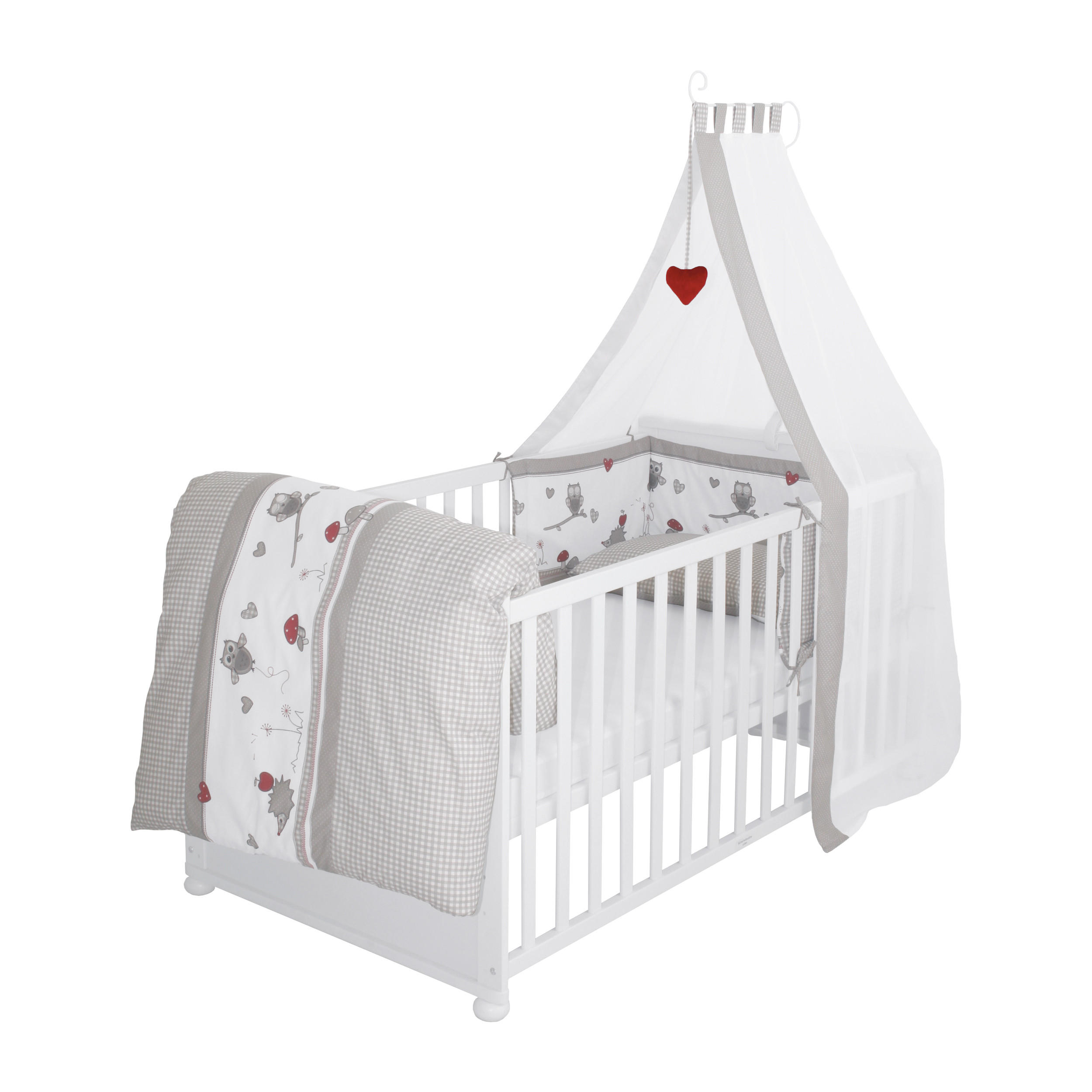 BABYBETT Adam & Eule 70 x 140 cm weiß - Weiß, Holzwerkstoff (70/140cm) - Roba