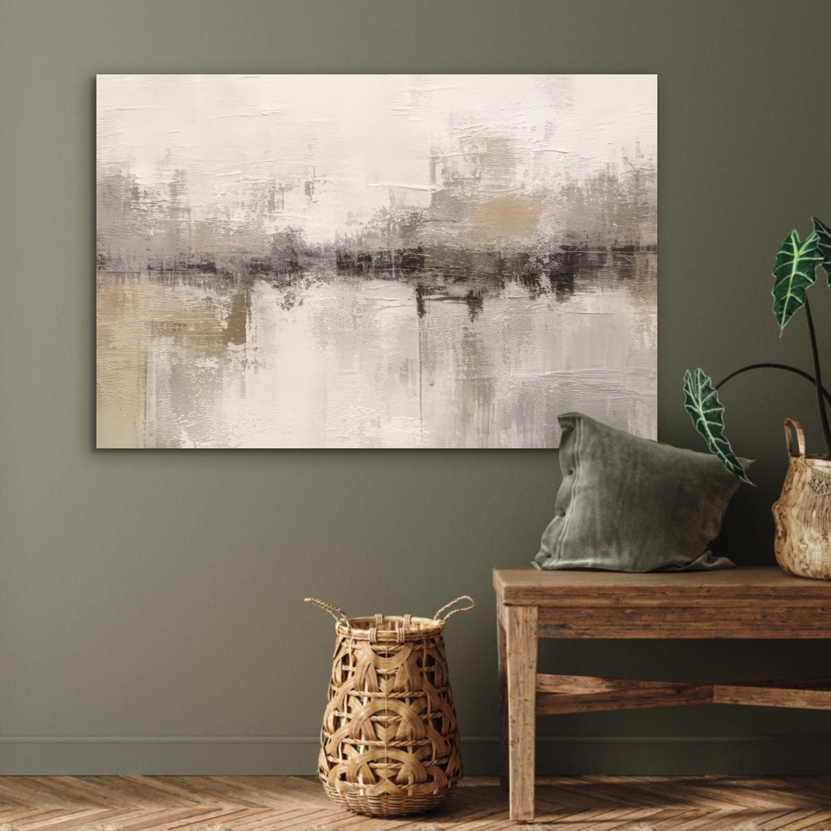 METALLBILD Moderne Kunst - Abstrakt - Beige 90x60 cm - Beige, Metall (90/60cm) - MuchoWow