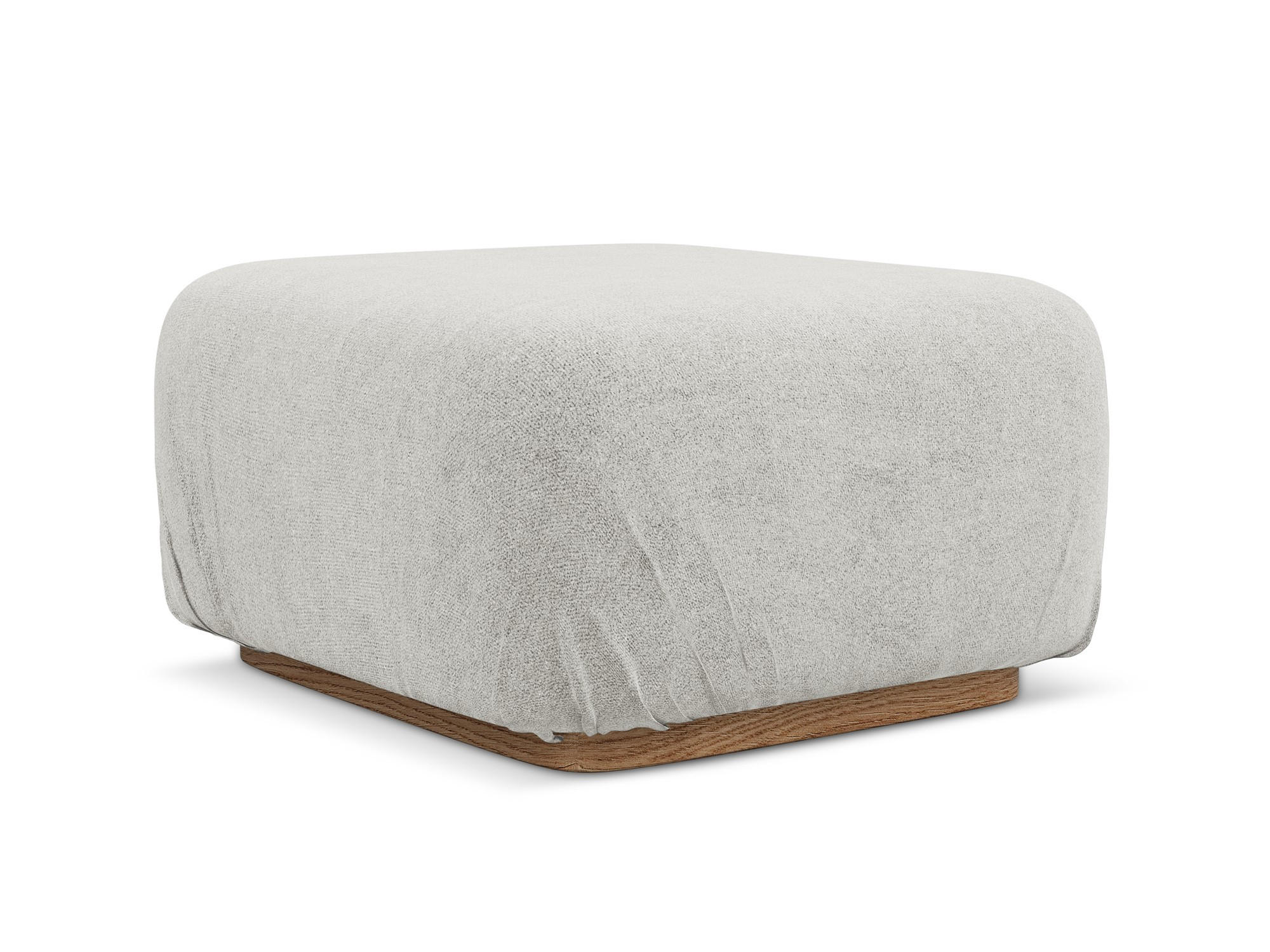 POUF Bouclé Stoff Grau - Silberfarben/Braun, Holz/Textil (83/95/41cm) - Makamii
