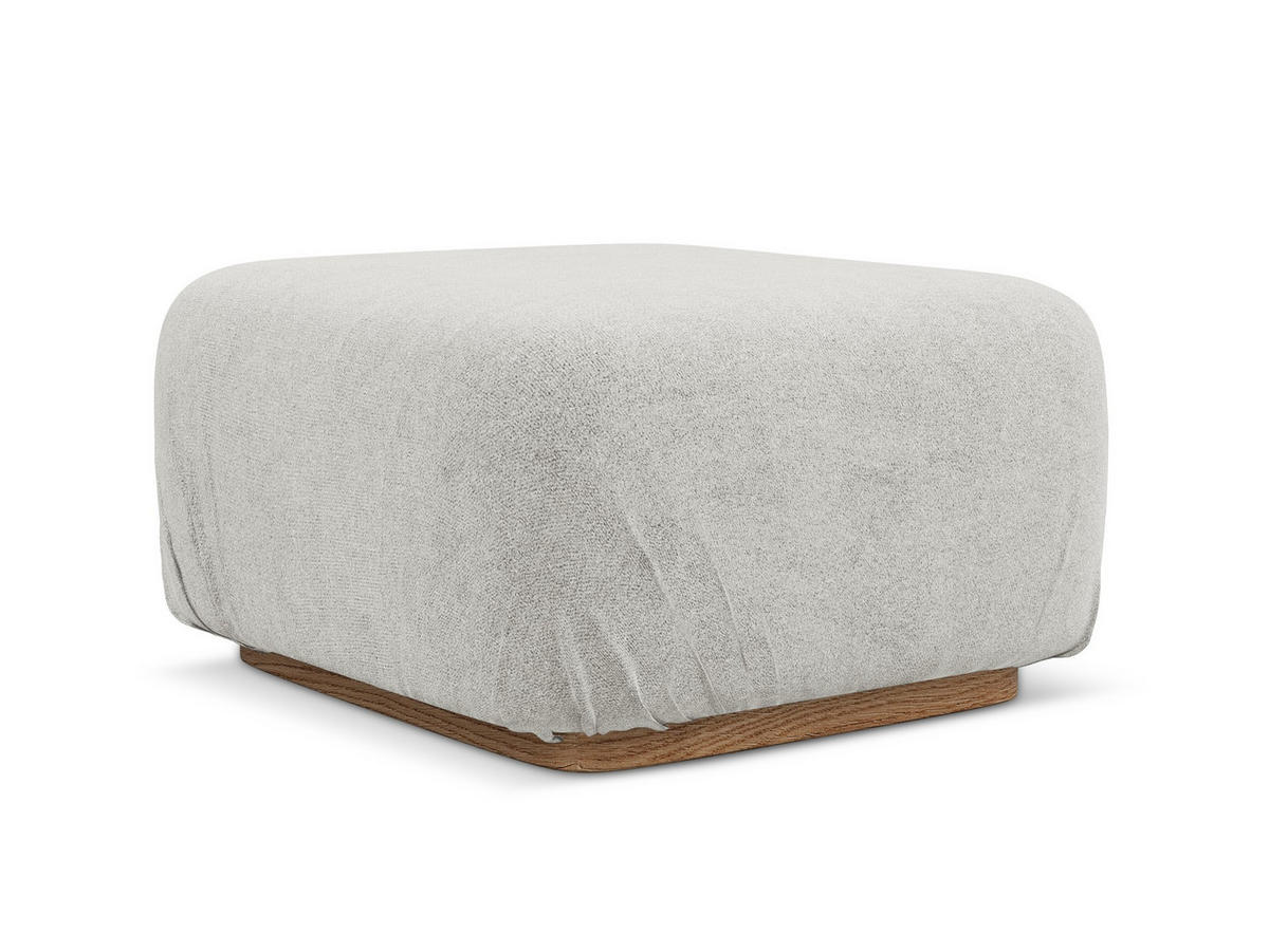 POUF Bouclé Stoff Grau - Silberfarben/Braun, Holz/Textil (83/95/41cm) - Makamii