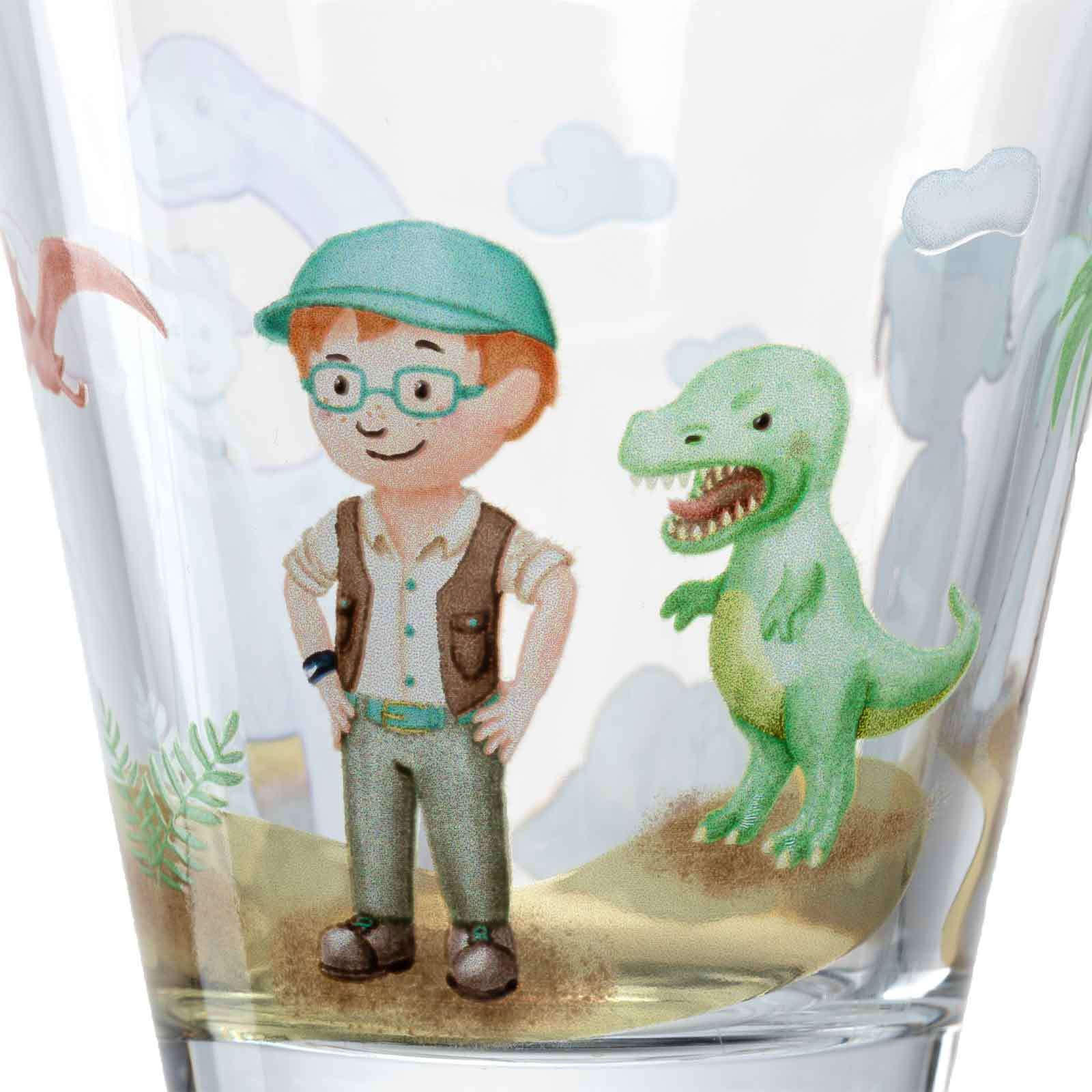 KINDERBECHERSET Bambini Avventura Dino 215 ml - Grün, Glas (0.215L) - Leonardo Living