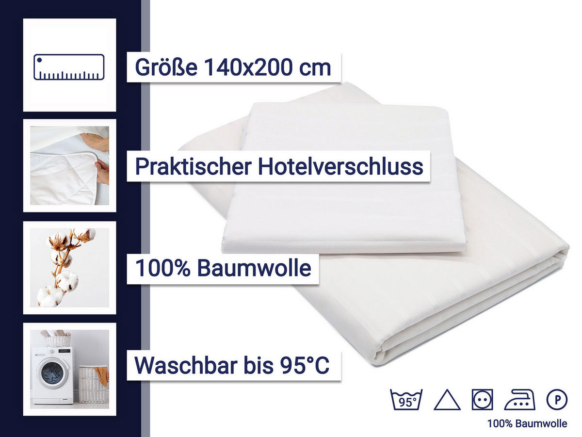 BETTWÄSCHE, 80x80 cm + 140x200 cm, 100% Baumwolle, Weiß - Weiß, Textil (140/200cm) - Zollner