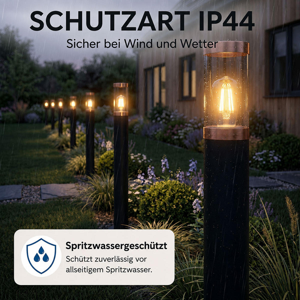 LED AUSSENLEUCHTE BOSTON Schwarz Edelstahl - Schwarz, Kunststoff (12.7/12.7/110cm) - Globo Lighting
