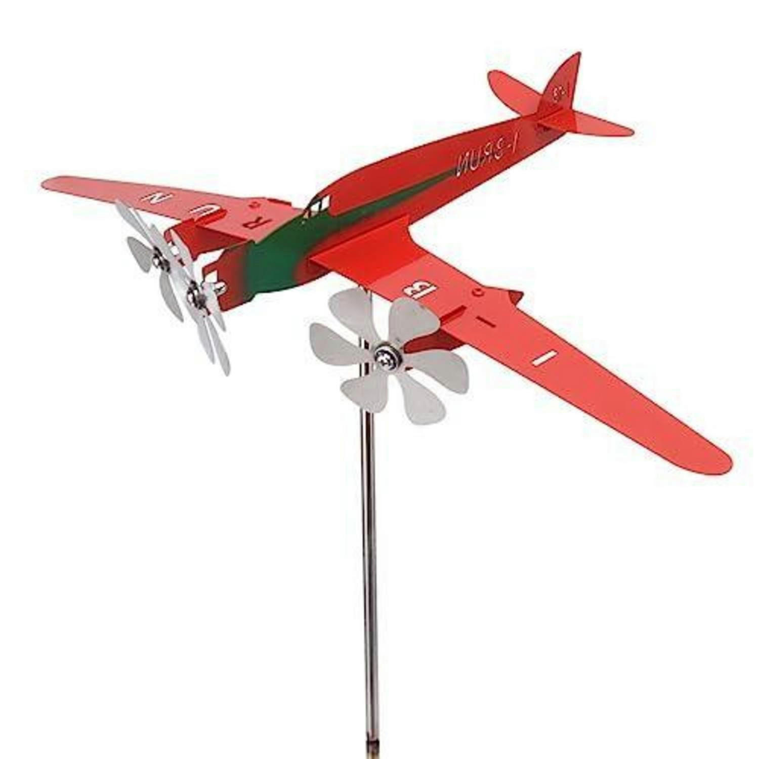 WINDSPIEL Flugzeug Metall Rot Rostfrei - Multicolor, Metall (28/24.5/5.2cm)
