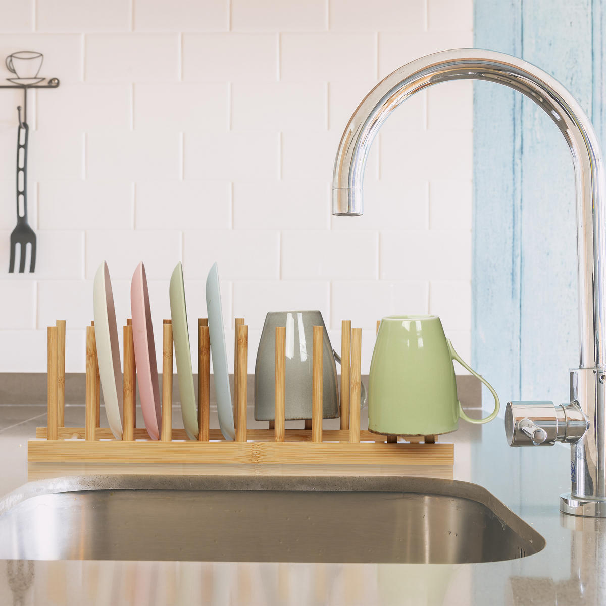 TELLERSTÄNDER - Hellbraun, Holz (12.5/12/40cm) - Relaxdays