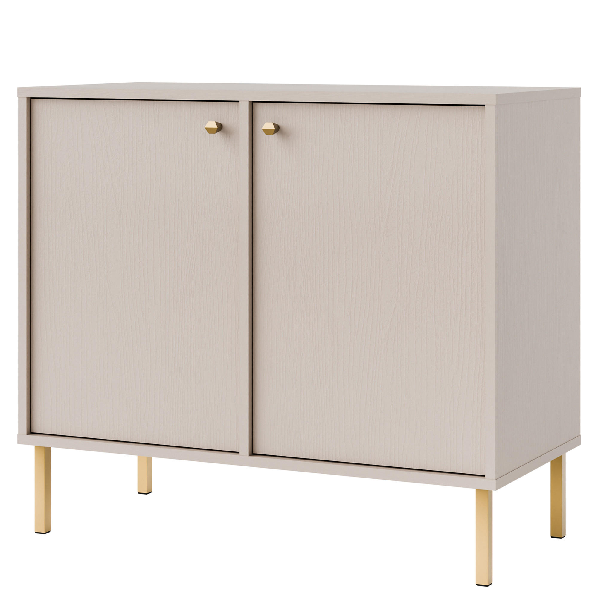 KOMMODE FLOREN, Creme/Gold - Creme, Holzwerkstoff/Metall (83.6/73.9/40.8cm) - KONSIMO®