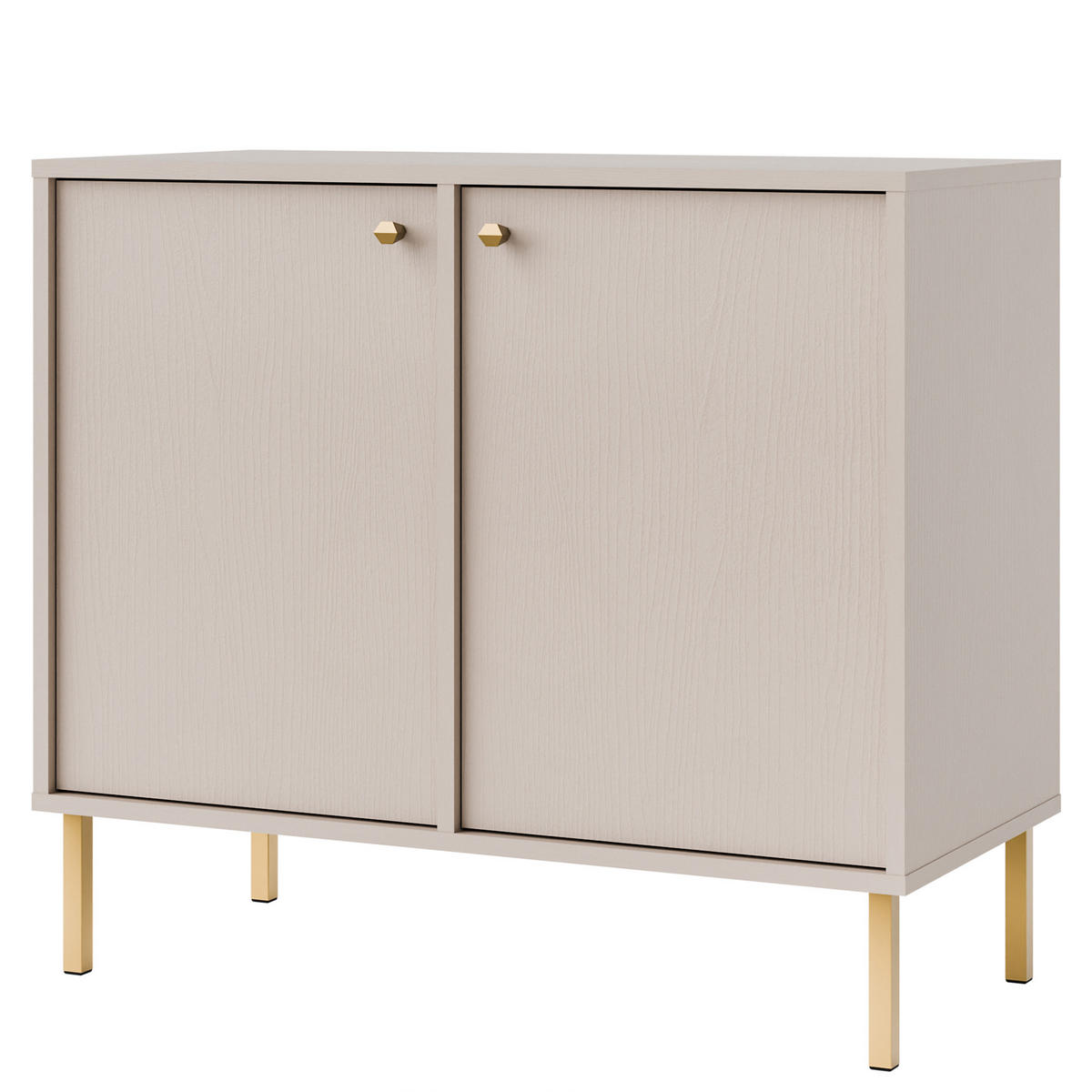 KOMMODE FLOREN, Creme/Gold - Creme, Holzwerkstoff/Metall (83.6/73.9/40.8cm) - KONSIMO®