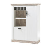 HIGHBOARD Pinie weiß, Oslo Pinie Landhaus, Kommode, 105 x 146 cm - Anthrazit/Weiß, Holzwerkstoff/Metall (105/146/37cm) - Furn.Design