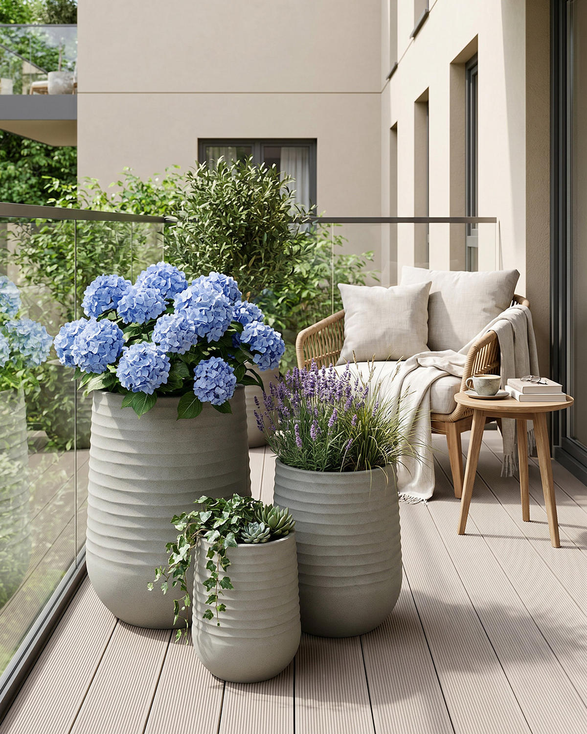 BLUMENTOPF Grau COSTA L 53x53x70 cm - Grau, Kunststoff (70cm) - Mazovia