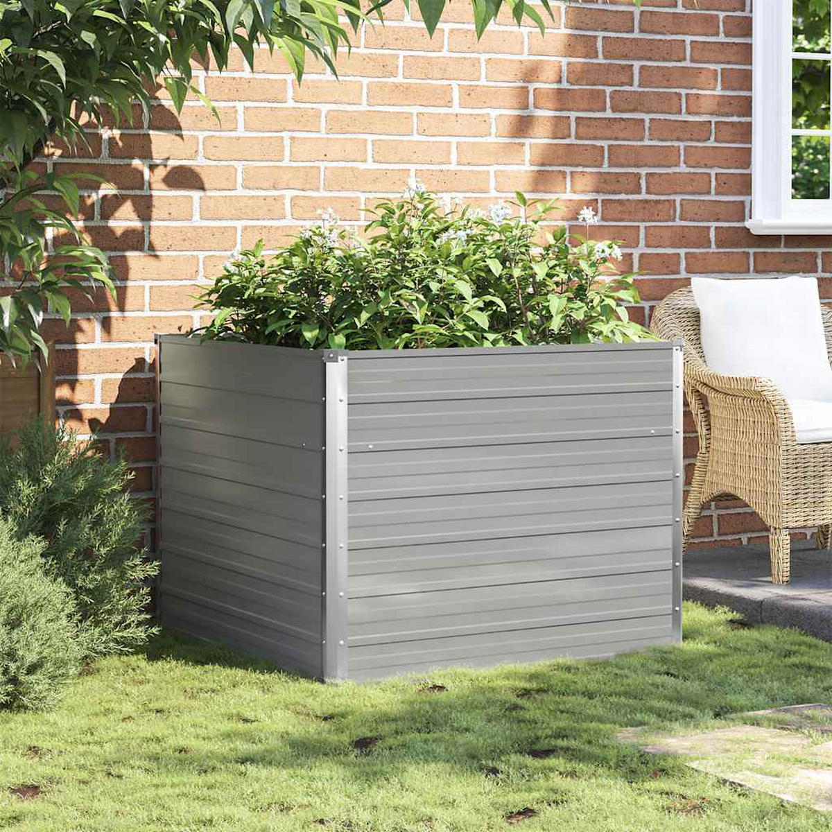 HOCHBEET 100 x 100 x 77 cm Verzinkter - Grau, Metall (100/77/100cm) - furnicato