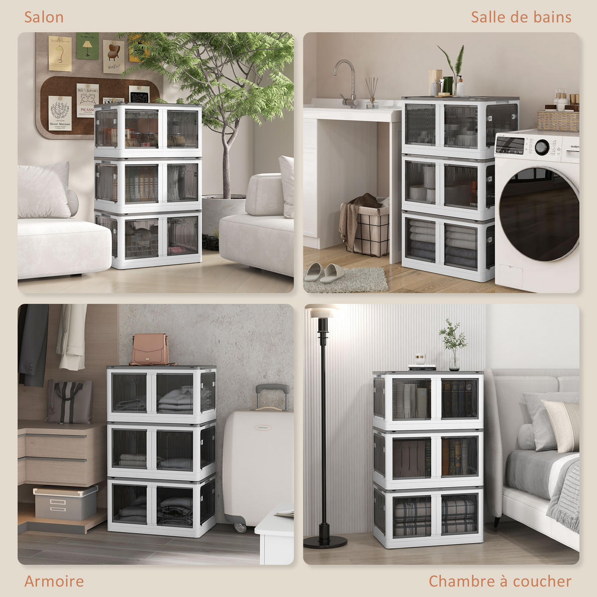 FALTBOX DE-12429 69L, 4 Rollen Weiß - Weiß, Kunststoff (42/34/60cm) - ComfortXL