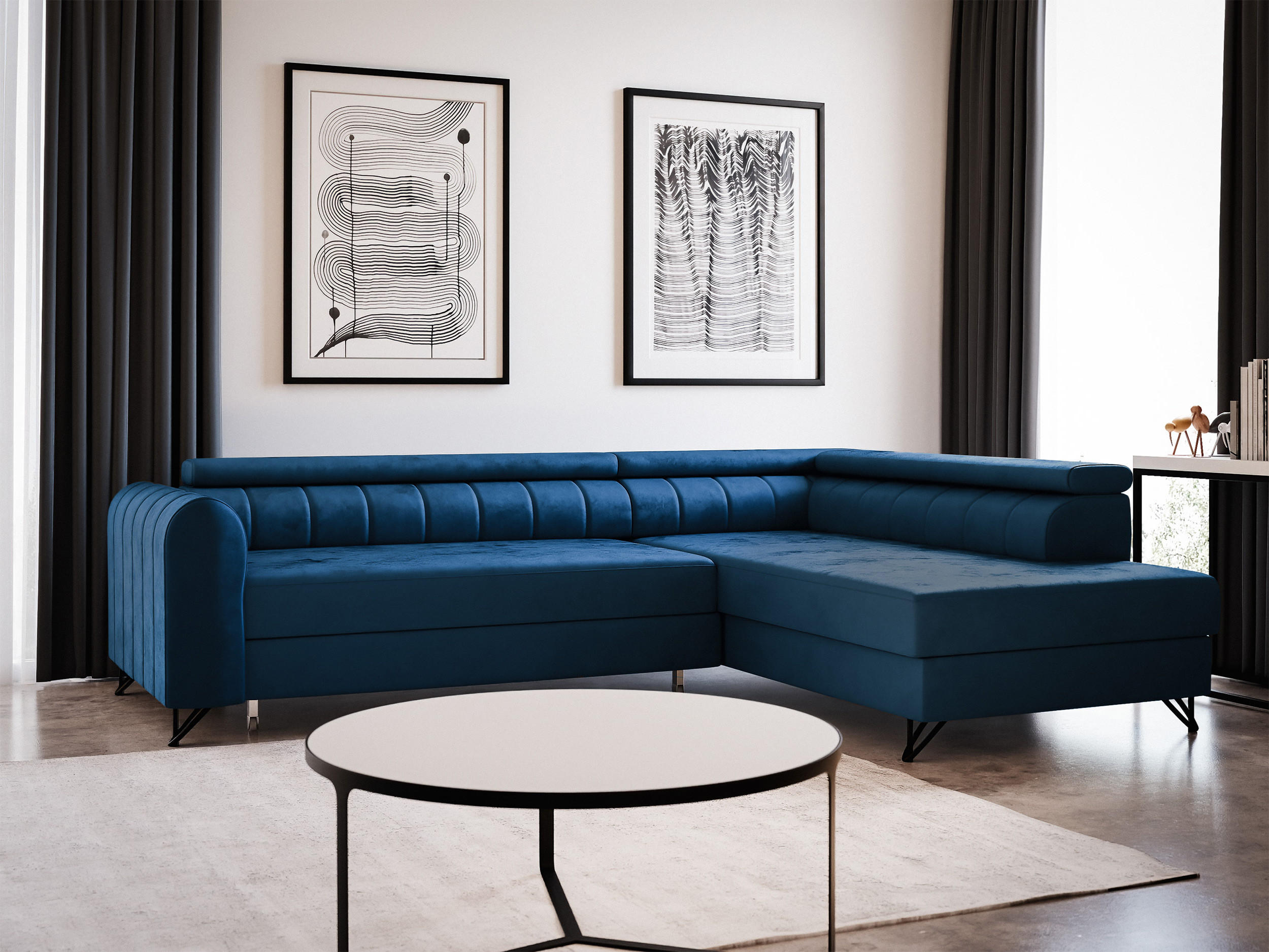 ECKSOFA Alice, Seite: Rechts - Blau, Holz/Textil (250/179cm) - Sofnet