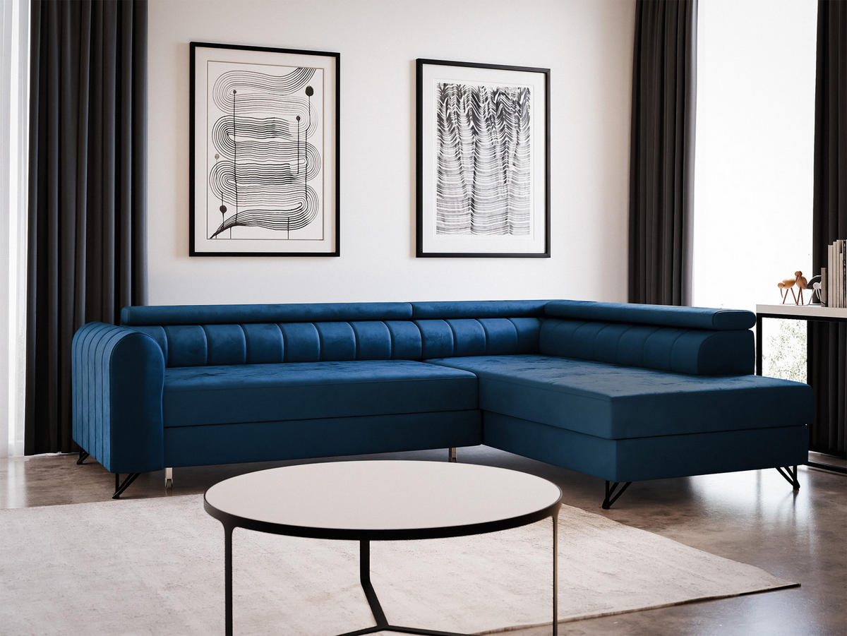 ECKSOFA Alice, Seite: Rechts - Blau, Holz/Textil (250/179cm) - Sofnet