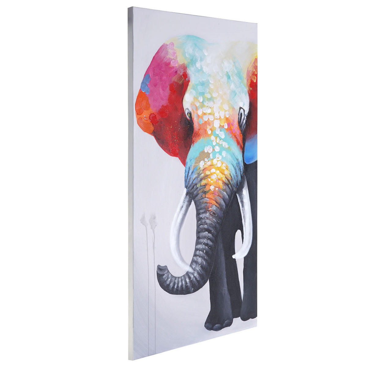 ÖLGEMÄLDE ELEFANT HANDGEMALT Mehrfarbig - Multicolor, Textil (70/140cm) - MCW