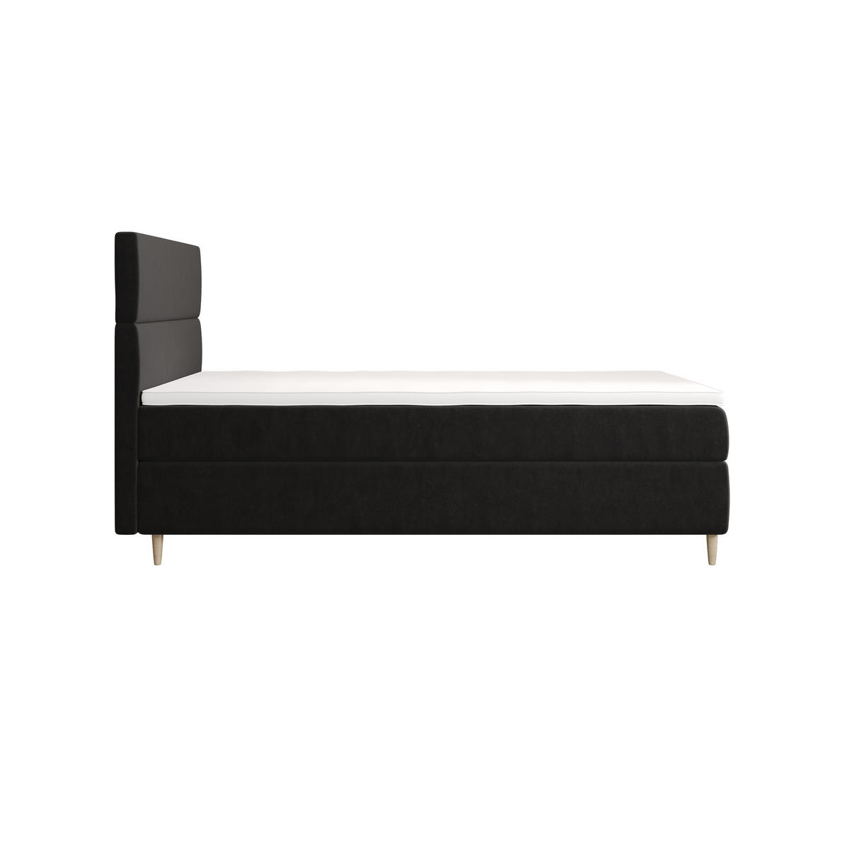 BOXBETT FLO 100x200 Itaka 27, mit Matratze H3, Bonell und Topper, Grau - Dunkelgrau, Holz/Textil (100/200cm) - Bedante