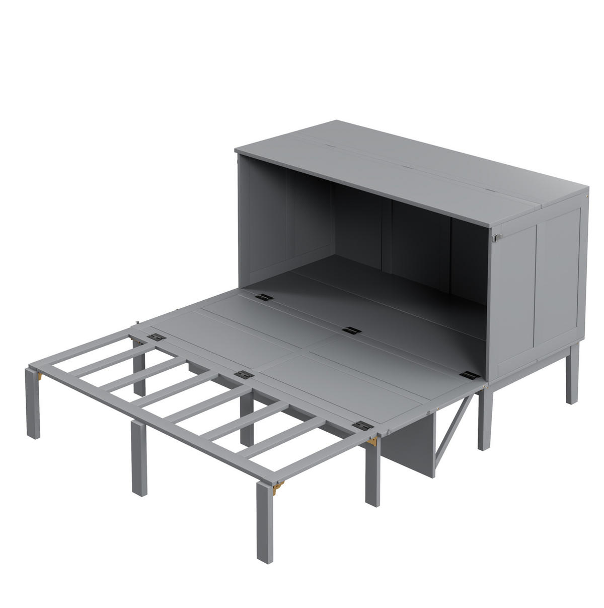 SCHRANKBETT 140/200 cm grau mit Lattenrost und Hochschrank-Design - Grau, Holz (140/200cm) - OKWISH