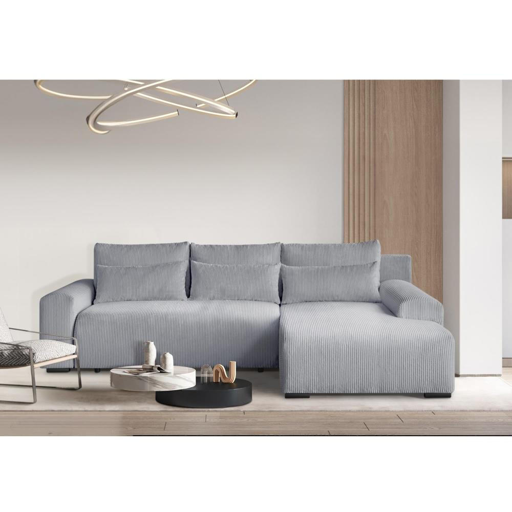ECKSCHLAFSOFA Benny hellgrau rechts - Hellgrau/Schwarz, Kunststoff/Textil (271/185cm) - Beautysofa