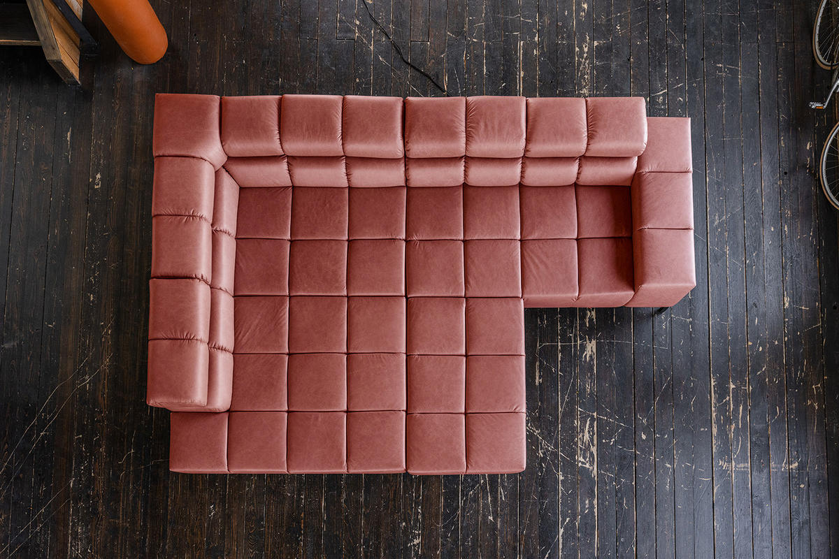 ECKSOFA NELSON Rot Leder - Rot/Schwarz, Leder/Metall (321/216cm) - KAWOLA