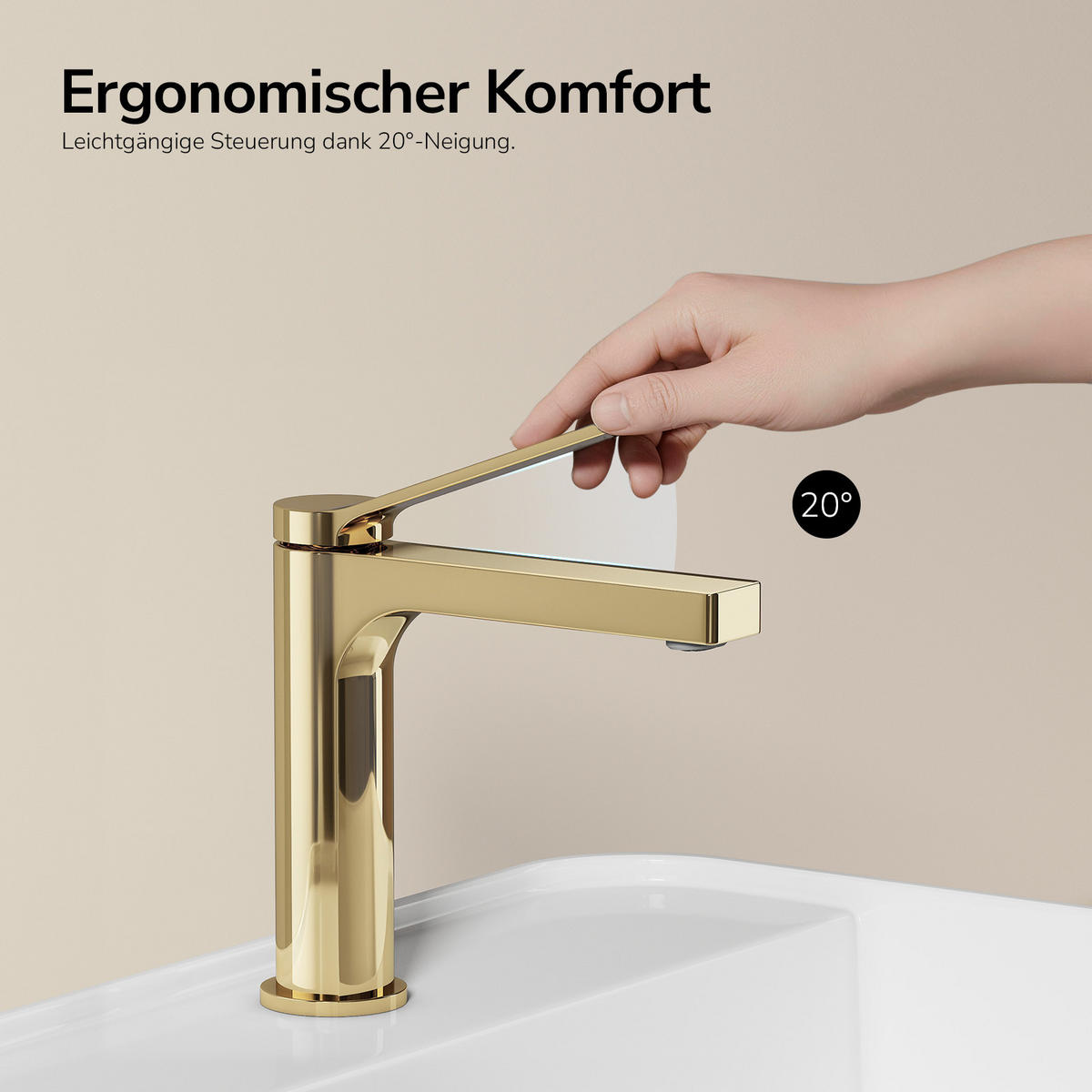 UMYVADLOVÁ ARMATURA šampaňské zlato, 19,5/17,3/4,6 cm - zlatá, kov (17.3/4.6/19.5cm) - EMKE